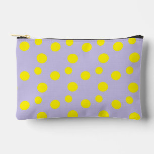 Yellow circles on purple accessory pouch