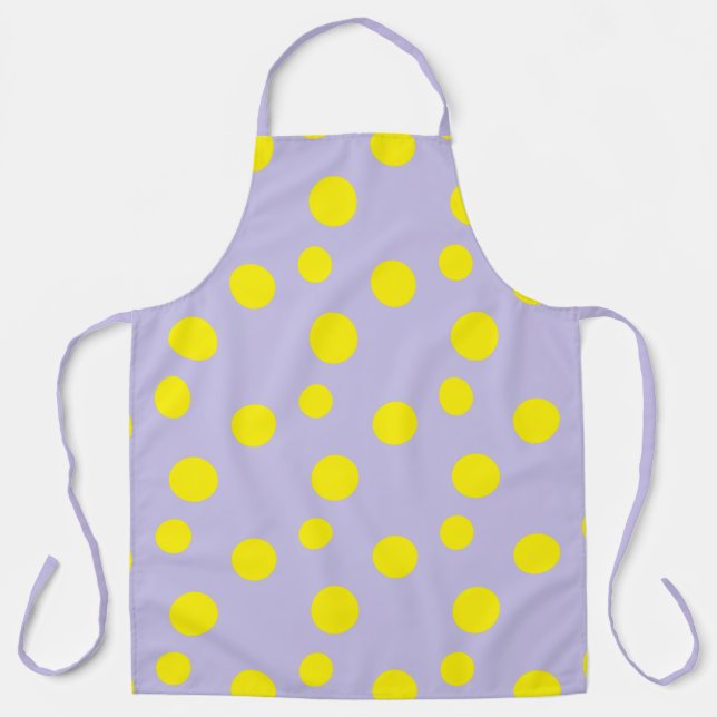 Yellow circles on purple pattern apron (Front)