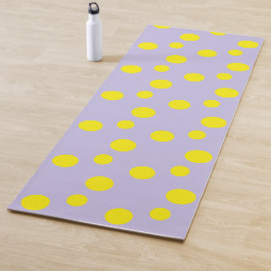 Yellow circles on purple pattern yoga mat
