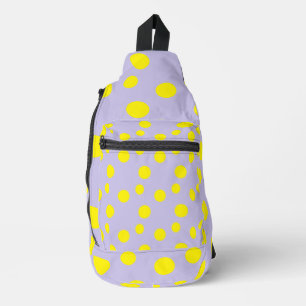 Yellow circles on purple sling bag