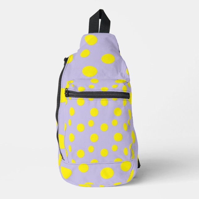 Yellow circles on purple sling bag (Front)