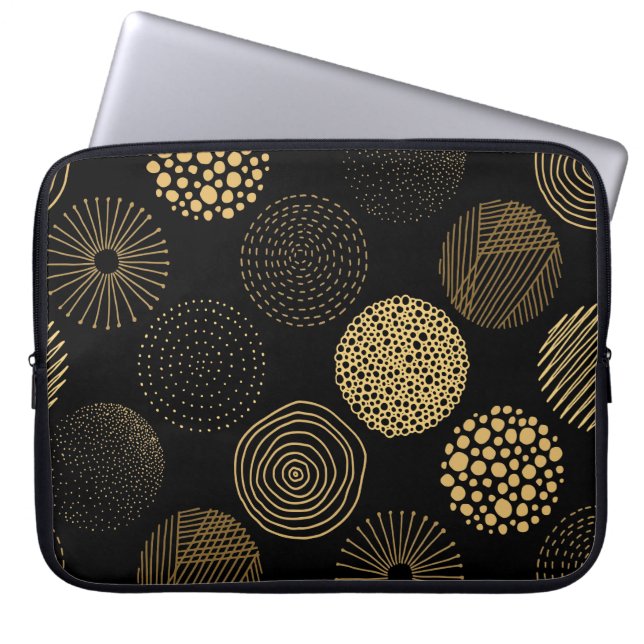 Yellow Circles Pattern Laptop Sleeve (Front)