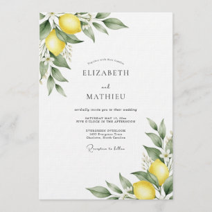 Yellow Citrus Botanical Wedding Invitation