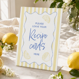 Yellow Citrus Leave Your Recipe Here Bridal Shower Pedestal Sign