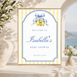 Yellow Citrus Lemon Chic Baby Shower Welcome Sign