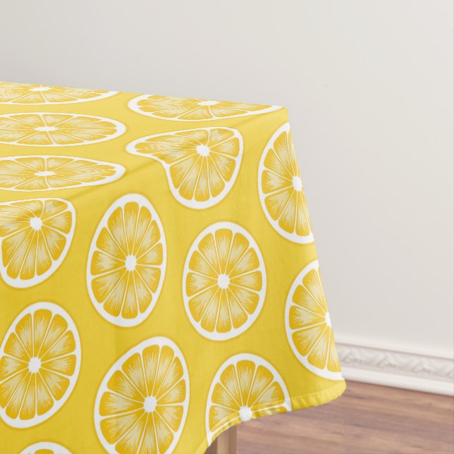 Yellow Citrus Lemon Slice Pop Art Tablecloth (In Situ)