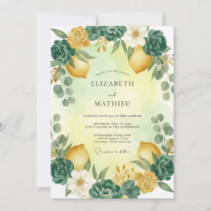 Yellow Citrus Watercolor Wedding Invitation