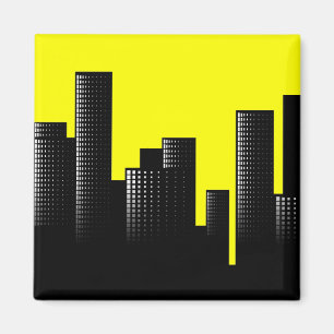 yellow cityscape magnet