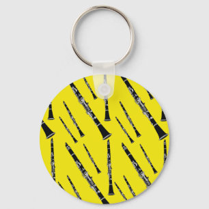 Yellow Clarinet Pattern Key Ring