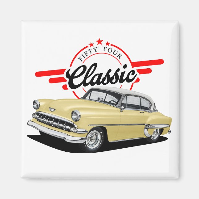 Yellow Classic Car Magnet (Front)