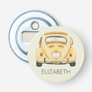 Yellow Classic Vintage Buggy Bug Car Personalised Bottle Opener