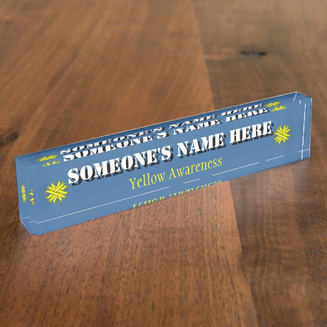 Yellow Clover Ribbon by Kenneth Yoncich Nameplate (Side)