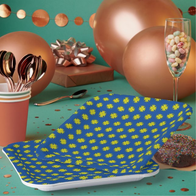 Yellow Clover Ribbon by Kenneth Yoncich Paper Plate (Multi)