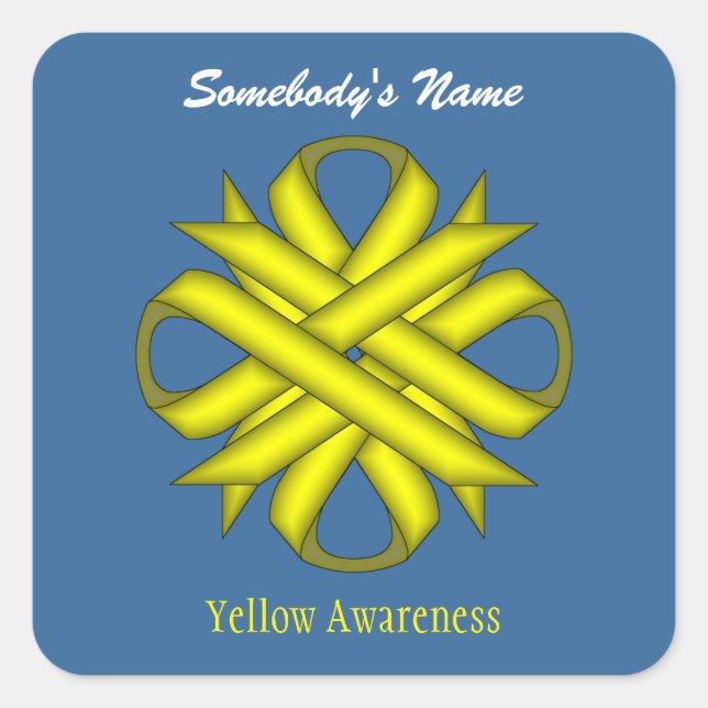 Yellow Clover Ribbon by Kenneth Yoncich Square Sticker (Front)