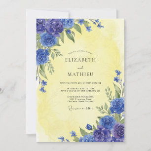 Yellow Cobalt Rose Wedding Invitation