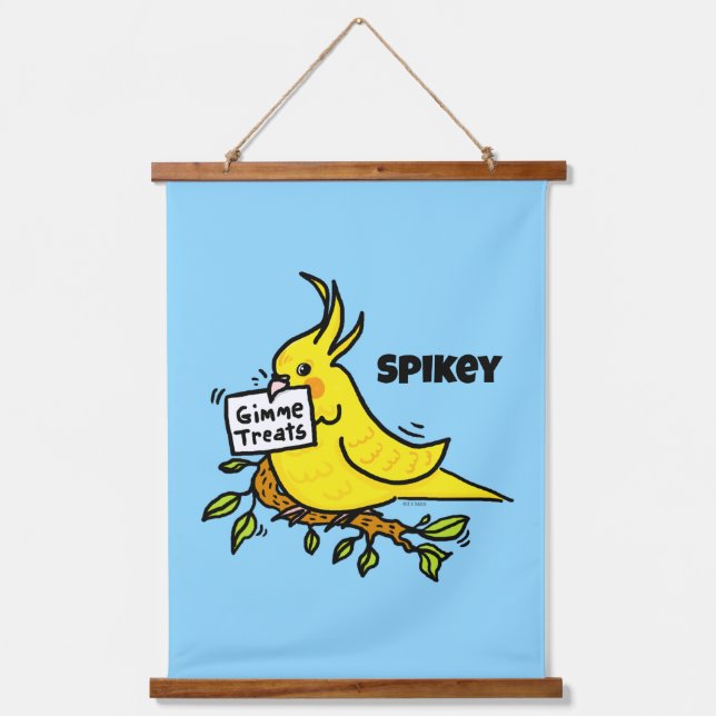 Yellow Cockatiel Parrot Gimme Treats Hanging Tapestry (Front)