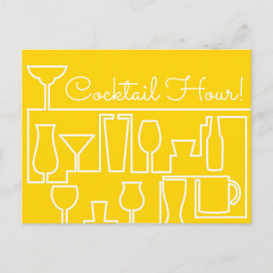 Yellow cocktail party postcard