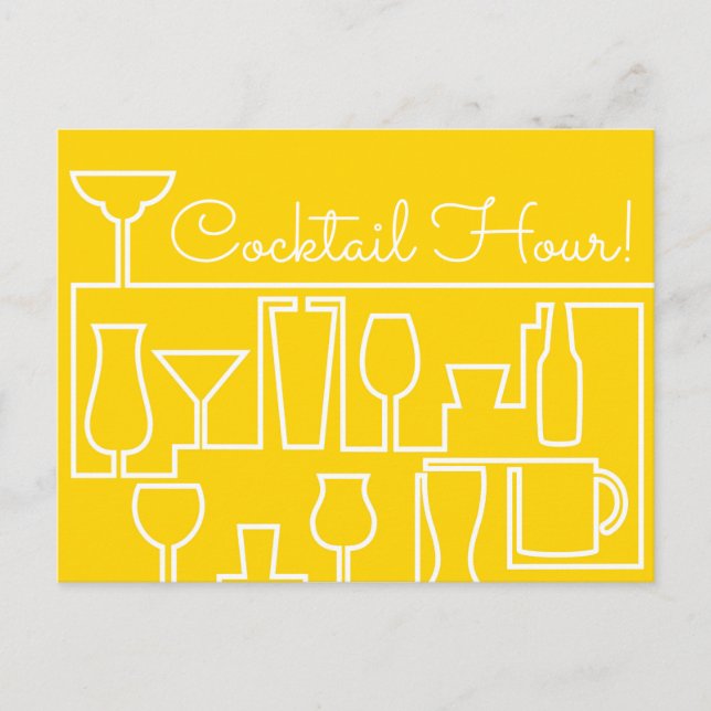 Yellow cocktail party postcard (Front)