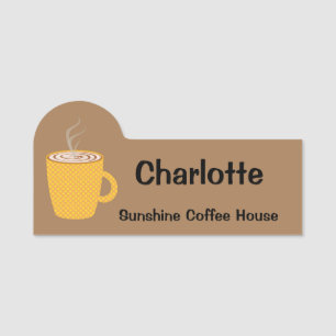 Yellow Coffee Mug Name Tag