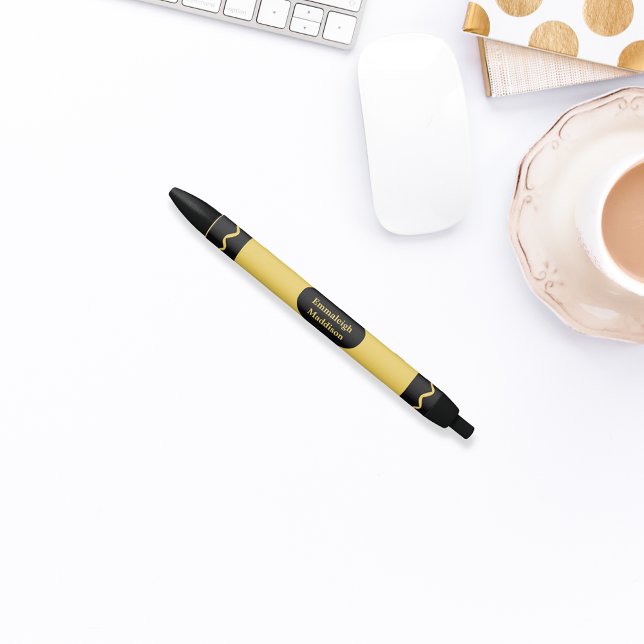 Yellow Colour Crayon Wrap Monogram Black Ink Pen (Creator Uploaded)