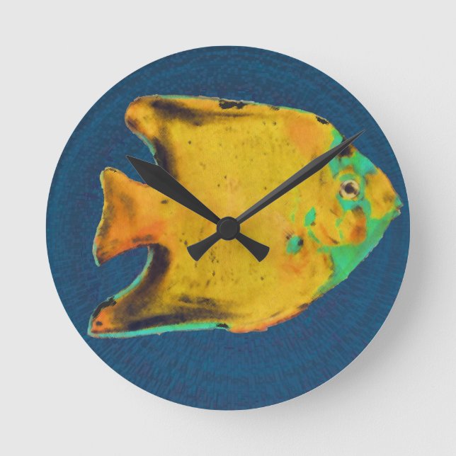 yellow colour fish round clock (Front)