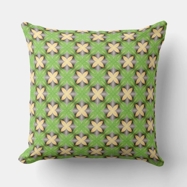 Yellow Colour Four Petal Flowers Cushion (Front)