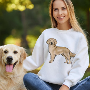 Yellow Colour Golden Retriever Dog Illustration Sweatshirt