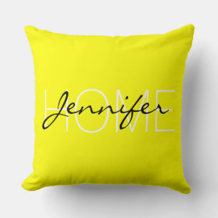 Yellow colour home monogram cushion