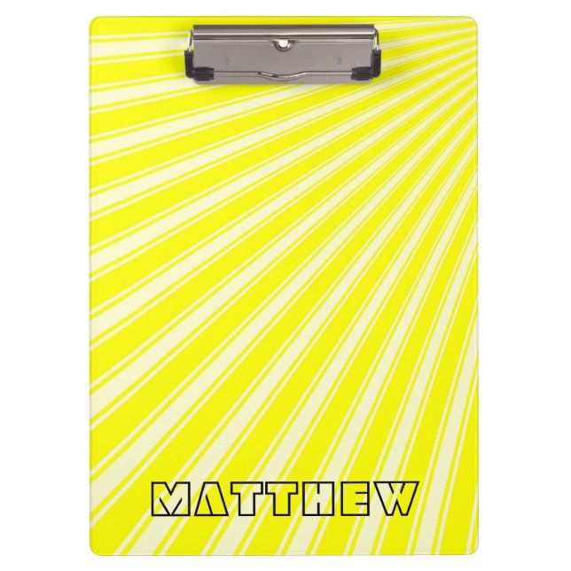 Yellow Colour Stripe Funky Pattern Clipboard (Front)
