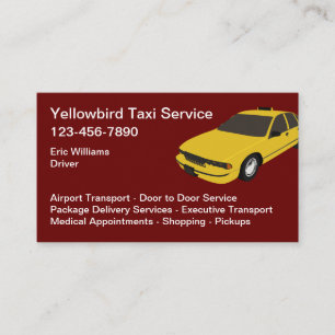 Yellow Colour Taxi Car Service Business Card