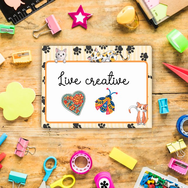 Yellow colour with paws cute kittens 4" x 3" post- post-it notes (Creator Uploaded)