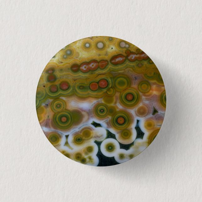 Yellow Coloured Ocean Jasper 3 Cm Round Badge (Front)