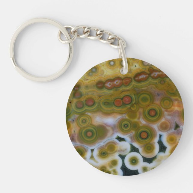 Yellow Coloured Ocean Jasper Key Ring (Front)