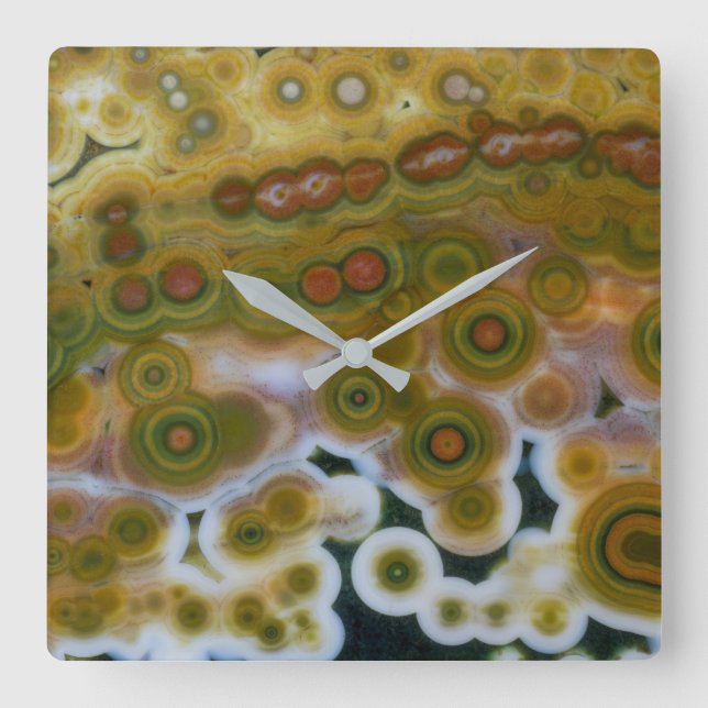 Yellow Coloured Ocean Jasper Square Wall Clock (Front)