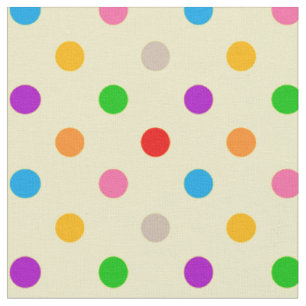 Yellow Colourful Rainbow Polka Dots Design Fabric