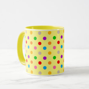 Yellow Colourful Rainbow Polka Dots Design Mug