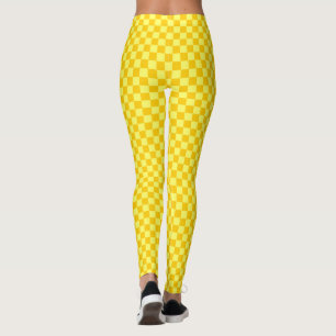 Yellow Combination Chequerboard by Shirley Taylor Leggings