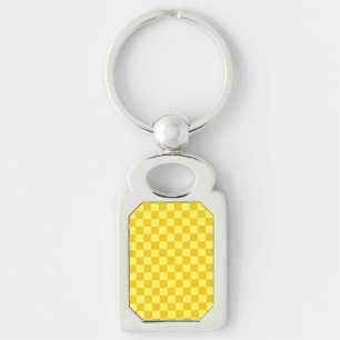 Yellow Combination Chequerboard by ShirleyTaylor Key Ring
