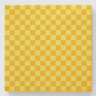Yellow Combination  Chequerboard by ShirleyTaylor Stone Coaster