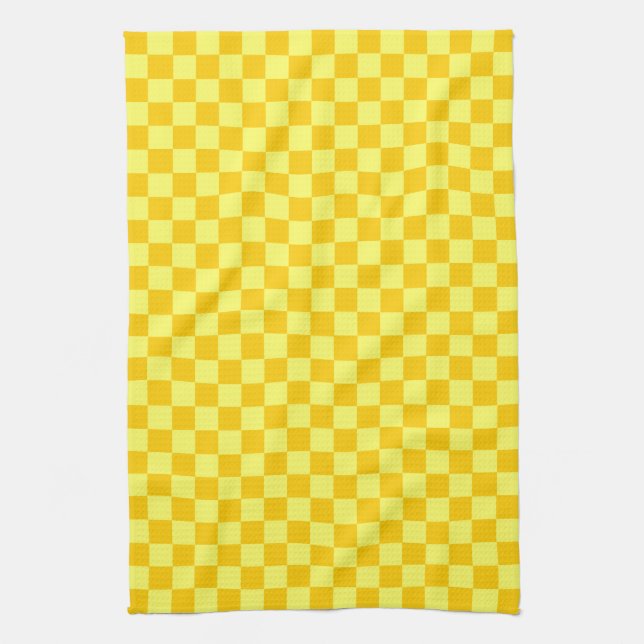 Yellow Combination Chequerboard by ShirleyTaylor Tea Towel (Vertical)