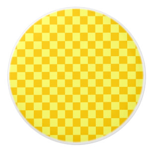 Yellow Combination Classic Chequerboard by STaylor Ceramic Knob