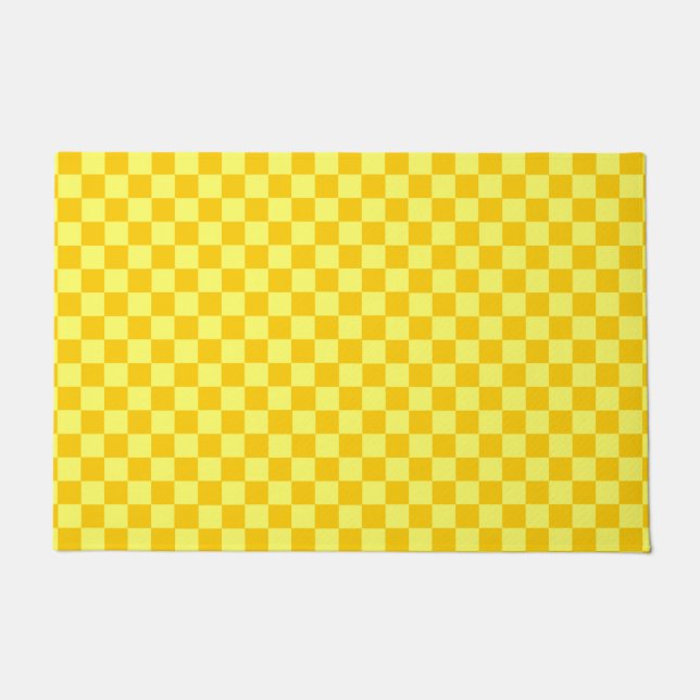 Yellow Combination Classic Chequerboard Doormat (Front)