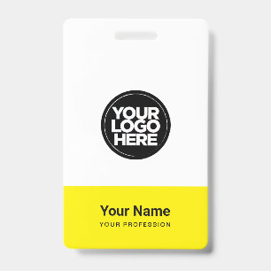 Yellow Company Logo Name Title Bar Code ID Badge