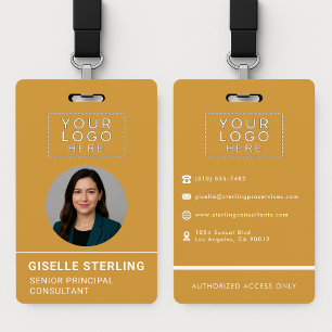 Yellow Company Photo ID Logo Name Tag Custom  Badge