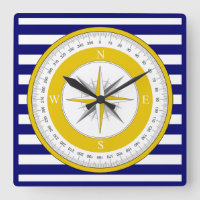 Yellow Compass Rose Blue and White Stripe