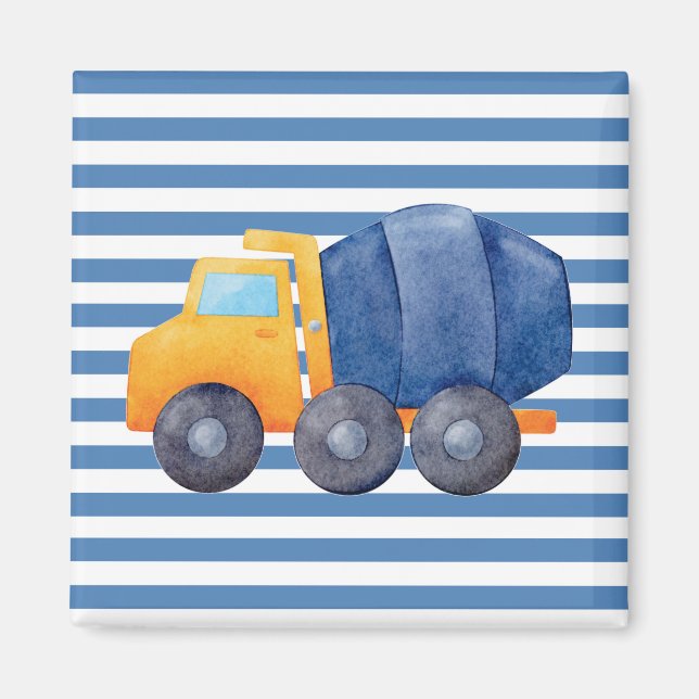Yellow Concrete Truck Square Magnet (Front)