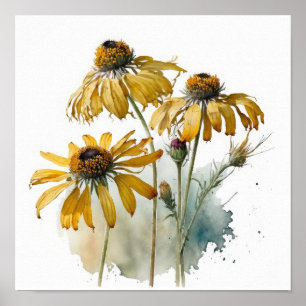 Yellow Coneflowers Art Print Poster