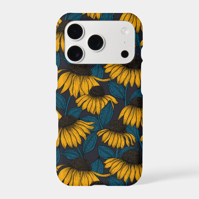 Yellow coneflowers on dark blue (Back)