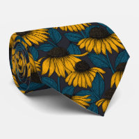 Yellow coneflowers on dark blue