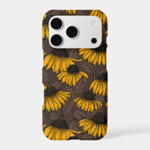 Yellow coneflowers on dark brown
